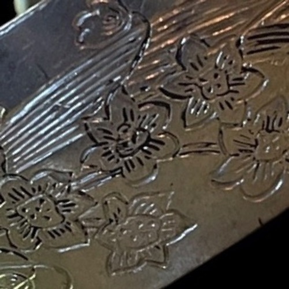 Vintage Wide Cuff Kirk Stieff Pewter Narcissus Floral Cuff Bracelet 900-12 - Picture 7 of 8